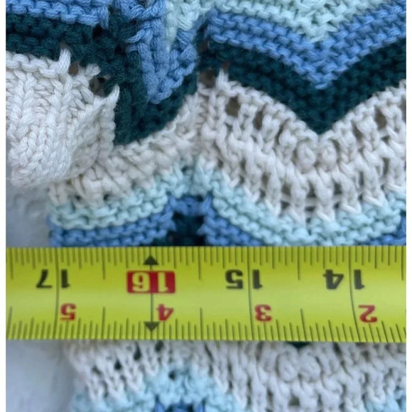 Altar'd State Womens Fashion Wave Stripe Print Crochet Top Blue Sz Small - Picture 4 of 9